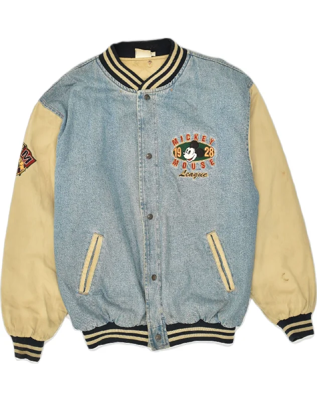 Men's Coats for Rainy WeatherVINTAGE Mens Varsity Jacket UK 42 XL Blue Colourblock Cotton