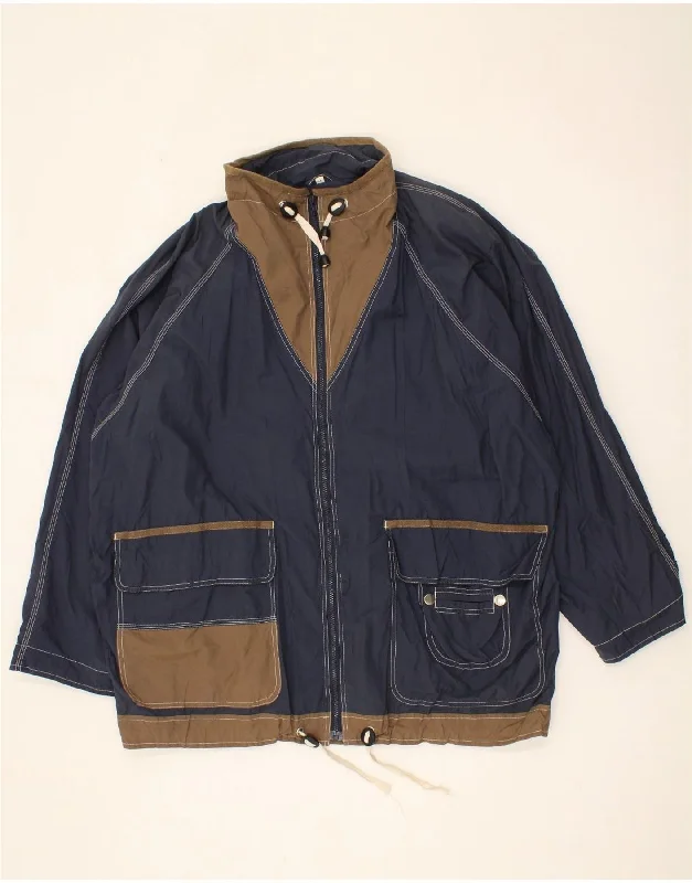 Durable Men's Car CoatsVINTAGE Mens Windbreaker Jacket UK 42 XL Navy Blue Colourblock Cotton Durable Men's Car CoatsVINTAGE Mens Windbreaker Jacket UK 42 XL Navy Blue Colourblock Cotton